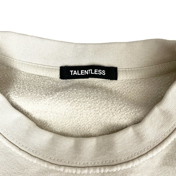 Talentless Dolman Crop Crewneck Pullover Sweatshirt Beige - Picture 7 of 14